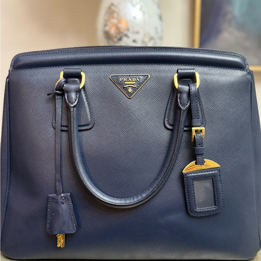 Prada Navy Saffiano Leather Handbag